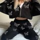 thumbnail image 5 of Negro L 2021 Nueva tendencia de moda Street Butterfly Hot Diamond Casual Suéter Pantalones para mujeres, 5 of 8