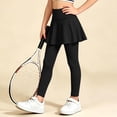 thumbnail image 6 of MXUIKV&nbsp;Girls Kids Teen Skirted Leggings Pants Slim Fitted Elastic High Waist Trousers Solid Color(5-6 Years,Black), 6 of 7