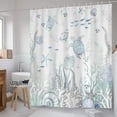 thumbnail image 2 of Coastal Turtle Shower Curtain Fish Coral Starfish Seashell Blue Ocean Beach Shower Curtains for Bathroom Waterproof Polyester Fabric Bathroom Curtain 72 x 72 Inch with 12 Hooks, 2 of 5