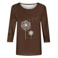 thumbnail image 4 of Jewelreauty 3/4 Sleeve Tunic Tops for Women Cute Floral Print Crewneck Basic Tees Casual Loose Summer Clothes (M, Brown), 4 of 4