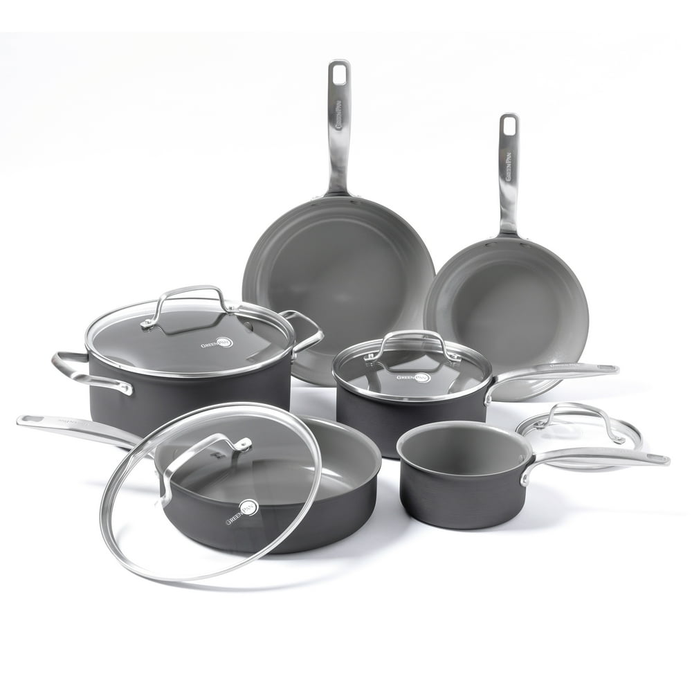 GreenPan Chatham Healthy Ceramic NonStick 10 Piece Cookware Set, Gray