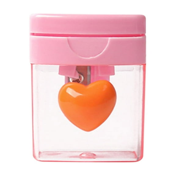 1PCS Heart Pencil Sharpeners Bulk Colored Pencil Sharpener Handheld Small Cute Pencil Sharpener Manual Pink Pencil Sharpeners with Cover 2 Holes for Home Office Supplies