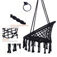 thumbnail image 3 of Boho Hammock Chair, Hanging Cotton Rope Macrame Swing Max 330 Lbs for Indoor Outdoor Home Bedroom Patio Yard Deck Garden,Cute Room Decor for girls,Black, 3 of 7