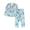thumbnail image 1 of Balery Sailboats Anchors Conjunto de Pijama con Estampado para Mujer, Conjunto de Dos Piezas con Manga Larga, Ropa de Dormir Suave con Bolsillos, Pijamas Cómodos-Large, 1 of 7