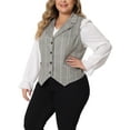 thumbnail image 5 of Agnes Orinda Women's Plus Size Waistcoat Vest Vintage Vest Button Steampunk Jacquard Jacket 3X Black Brown, 5 of 7