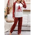 thumbnail image 5 of Christmas Pajamas for Family Long Sleeve Snowflake Tree Print Tops + Plaid Pants Set Winter Sleepwear, 5 of 8