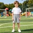 thumbnail image 7 of VBTAPA Boys Girls Cotton Athletic Shorts, Toddler Athletic Basketball Short Pants, Solid Summer Soccer Shorts, Kids School Sports Jogger Shorts Gray 4-5 Years, 7 of 7
