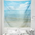 thumbnail image 1 of Summer Tapestry, Sunny Summer Day at the Sandy Beach Tranquil Calm Shore Sea Horizon Image Artprint, Fabric Wall Hanging Decor for Bedroom Living Room Dorm, 5 Sizes, Blue Cream, by Ambesonne, 1 of 1