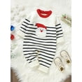 thumbnail image 5 of Cenuakty Baby Christmas Romper Striped Long Sleeve Crew Neck Santa Print Jumpsuit Newborn Playsuit, 5 of 8
