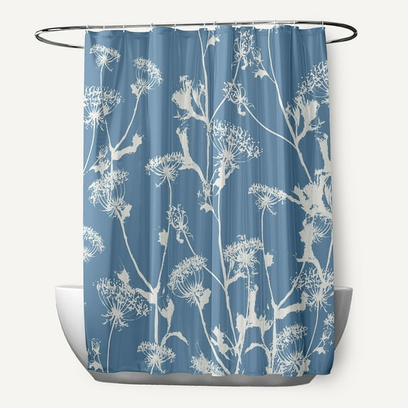 Simply Daisy 70" W x 73" L Windy Blossom Polyester Shower Curtain, Blue [1 Ct]