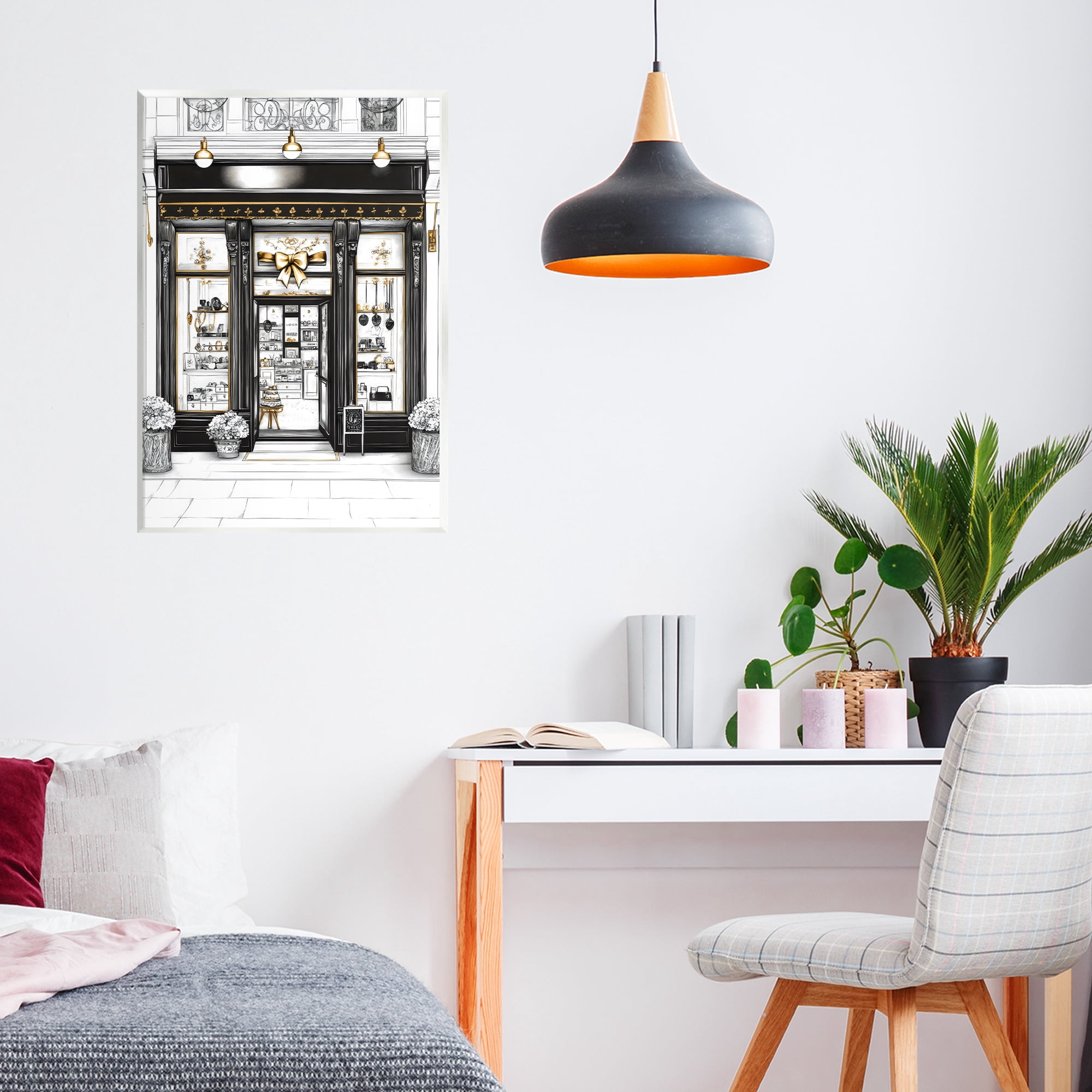 Stupell Industries Glam Paris Shop Facade Wall Plaque Art, design by Petal Prints Design