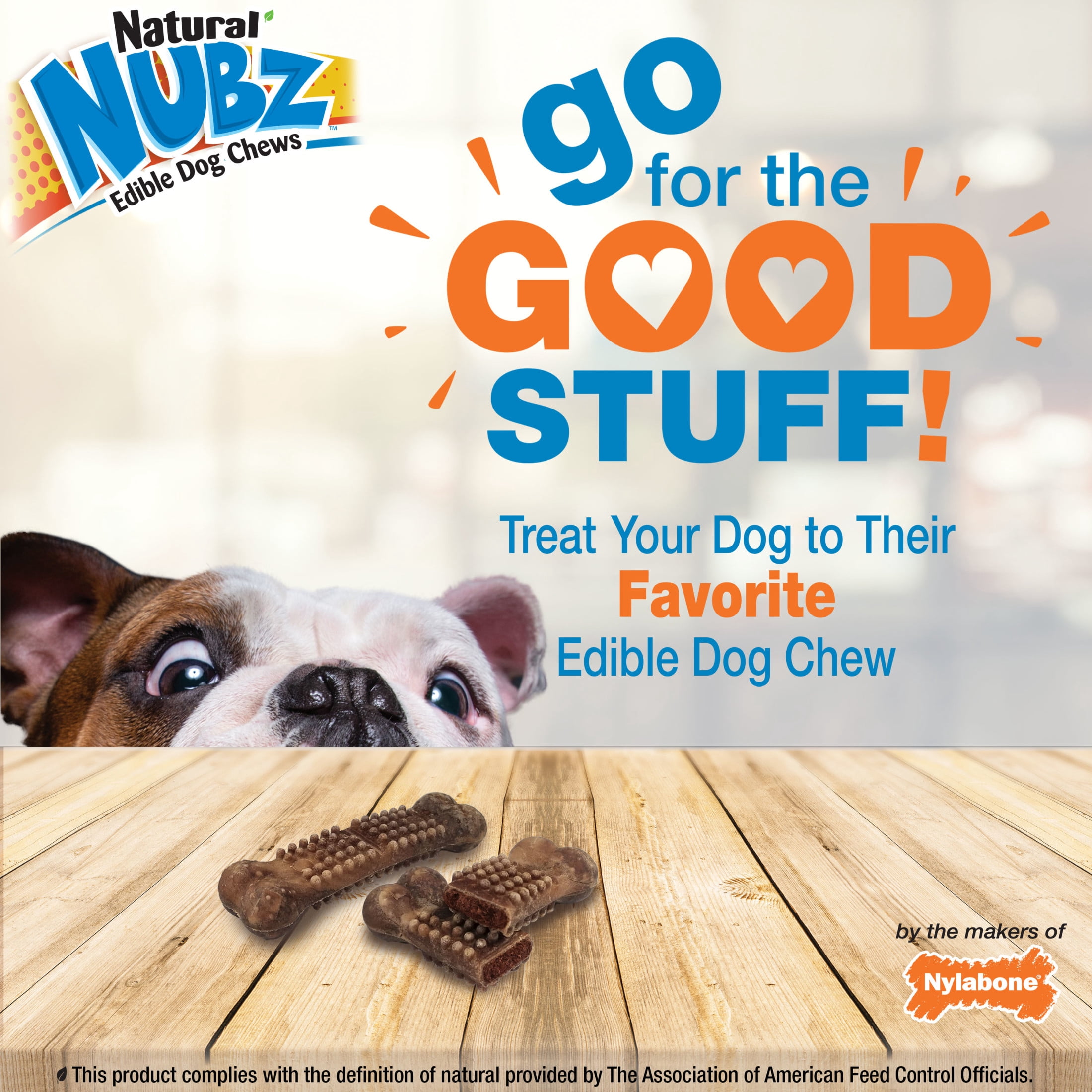 Nylabone Nubz Meaty Center Dog Treats for Large Dogs, Beef Flavor Dog Bones, Large - 30+ lbs., 2 Count