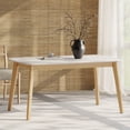 thumbnail image 5 of Lisonu 59-inch Mid-Century Modern Dining Table, Kitchen Table with Splayed Rubberwood Legs and Faux Wood Top, Rectangular Table for Dining Room, Natural and White, 5 of 11