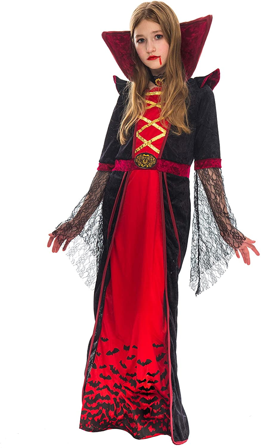 Gold Toy Vampire Girl Costume (L) Red - Walmart.com - Walmart.com