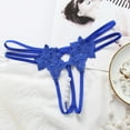 thumbnail image 2 of Aayomet Culottes pour Femmes String en Dentelle Taille Basse Invisible Nœud Dos Réglable sous-Vêtements pour Dames (Bleu, Taille Unique), 2 of 4
