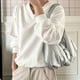 thumbnail image 3 of Bolso de axila de nube para mujer, monedero fruncido de cuero PU para comprador femenino (plata), 3 of 4