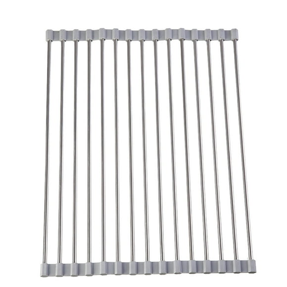 Kitchen Essentials for New Home Over The Sink Dish Drying Rack, Roll Up Sink Dish Drainer Rack Foldable Kitchen Stainless Steel Dish Rack Sink Drying Rack (14.5"X 11.4") Cute Kitchen Accessories