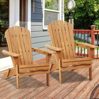 Walker Edison Acacia Wood Outdoor Patio Adirondack Chair - Brown