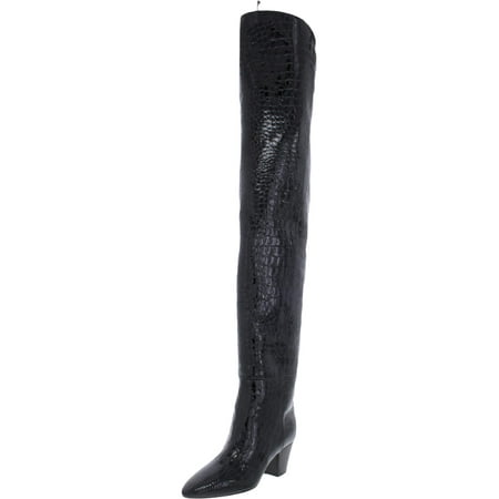 Saint Laurent Womens Kim 60 Leather Over-The-Knee Boots Black 35.5 Medium (B,M)