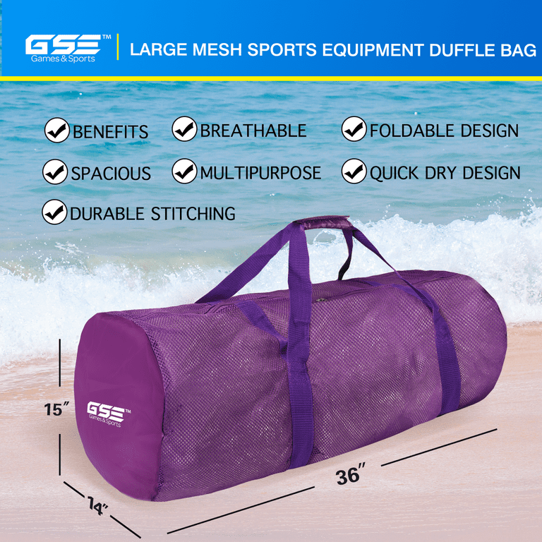 GSE Games & Sports Expert Large Mesh Duffel Bag with Zipper. Sport  Equipment Scuba Bag for Sport Balls, Team Practice, Swimming Gear, Diving,  Rafting
