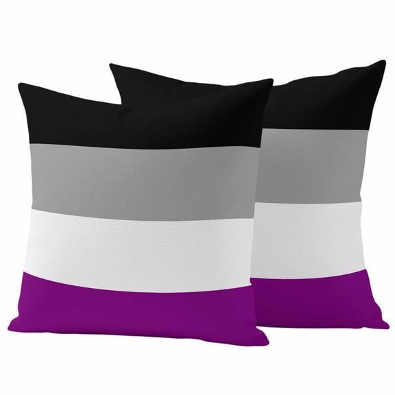 Modern Striped Outdoor Waterproof Pillow Covers, Minimalist Geometric Black Purple Decorative Square Throw Pillowcase Sofa Cushion Sham for Patio/Couch/Chair, 16"x16" 2 Pack