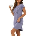 thumbnail image 4 of NOMADIC NOOK Women's 2-Pack Cats Pajamas Night Shirts Cute Printed Sleep Dress Short Sleeve Nightgowns Large Grey Purple/Peacoke Blue, 4 of 6