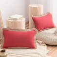 thumbnail image 1 of Paquete de 2 fundas de cojín de lino y algodón con flecos, estilo rústico, para sofá, cama o coche (rojo, 30 x 50 cm), 1 of 4