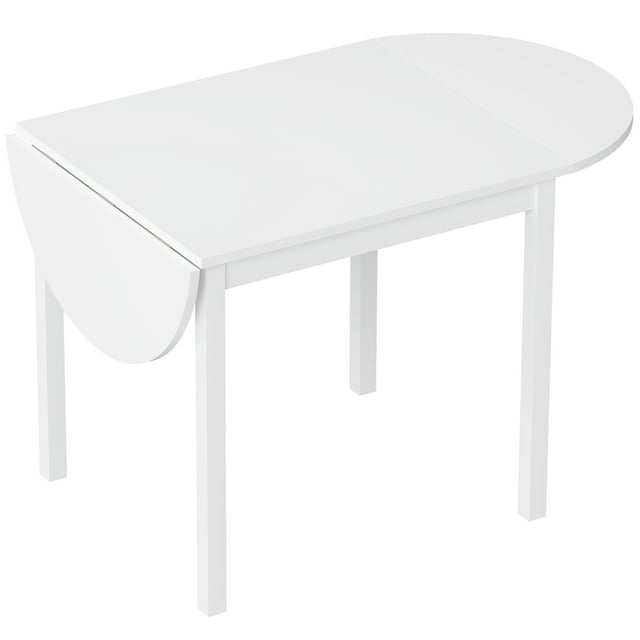 HOMCOM White Solid Pinewood Drop-Leaf Dining Table - Expandable Kitchen & Dining Table for Small Spaces, Seats 4-6, 55.1" W x 29.5" H