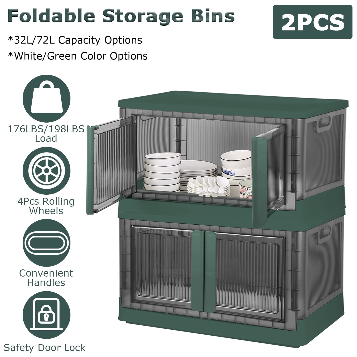 Dropship 2Pcs 32L Foldable Storage Bins With Lid Collapsible Stackable  Closet Organizer Containers With Front Door Lock 4Pcs Wheels to Sell Online  at a Lower Price