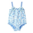 thumbnail image 4 of REDARER Girls Daisy Print One-Piece Swimsuit, Ruffle Bathing Suit with 3D Flower Accents,6-12 Months, 4 of 4