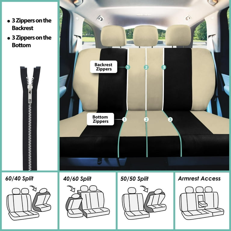 FH Group Light and Breezy Cloth Seat Covers Combo Set