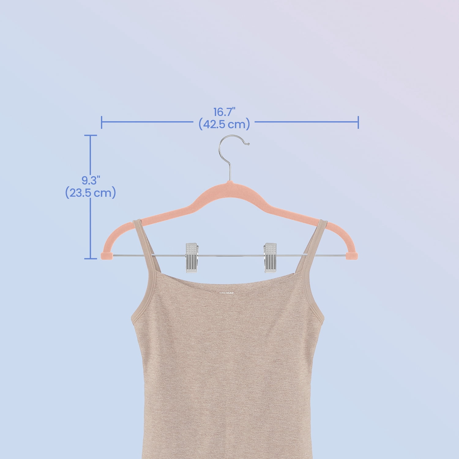 LEDREM 30-Pack Adjustable Velvet Hangers, Heavy-Duty Non-Slip Skirt Hangers, Pants Hangers with Movable Clips, Space-Saving for Dresses & Coats, Light Pink