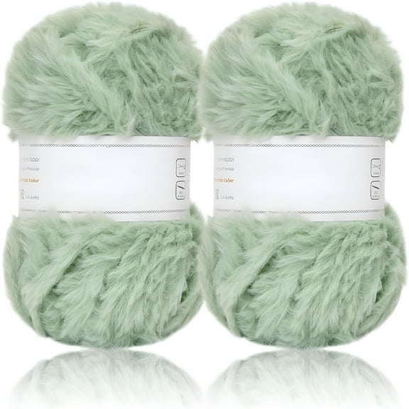 AUQ 2 Skeins /6 Skeins Super Soft Fur Yarn Chunky Fluffy Faux Fur Yarn Eyelash Yarn for Crochet Knit-Total Length 2×32m(2×35yds,50g×2)