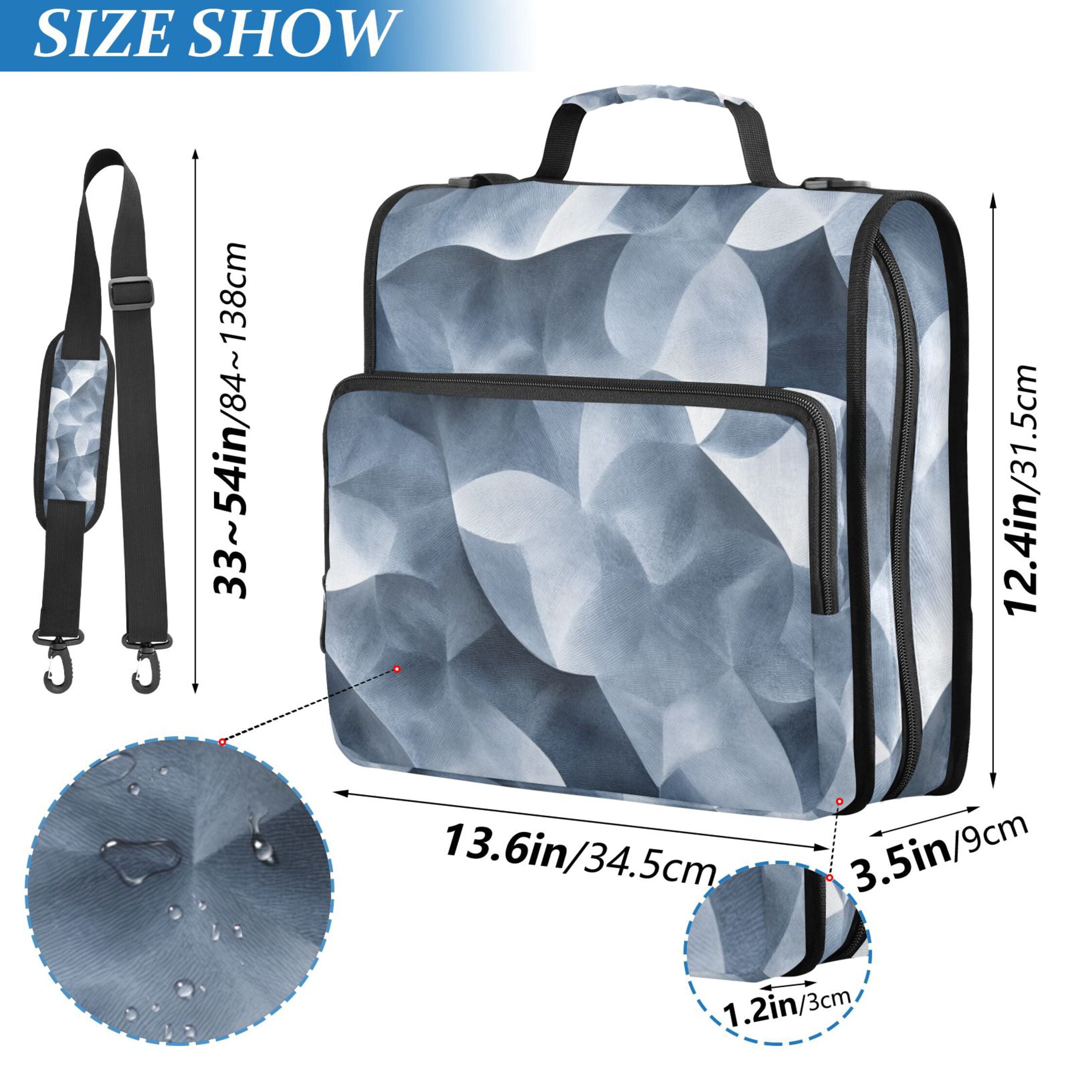 3 Ring Zipper Binder with Shoulder Strap Waterproof Trapper Keeper 2 Inch D-Ring 500 Sheets Capacity Elegant Wavy Geometric