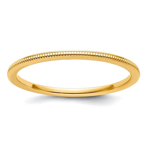 14k Solid Yellow Gold 1.2mm Milgrain Stackable Band Ring Size 4 Stackable Ring for Women and Men