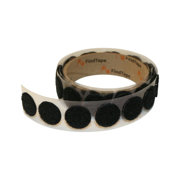FindTape 7/8-inch Diameter Hook and Loop Self-Adhesive Dots: 45 per roll /  Loop-Side Only (Black) [45 coins/roll]