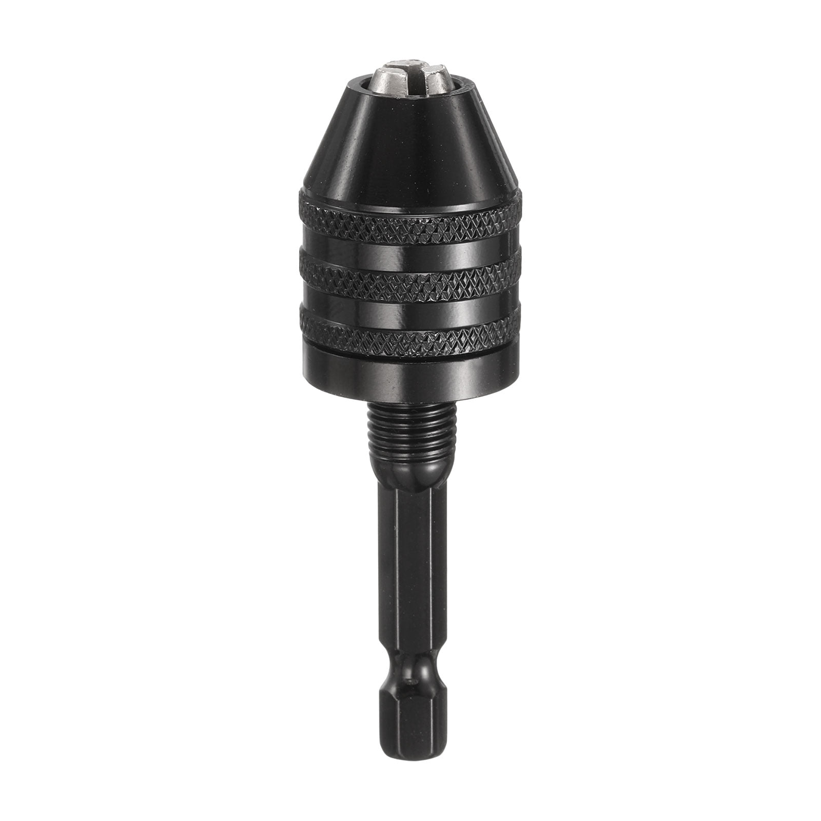 Keyless Drill Chuck 1/4" Hex Shank Chuck Conversion Adapter 0.012"-0.26" Quick Change for Round-Shank Cordless Screwdrivers Drills Power DIY Tools, Black