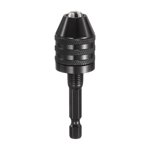 Adaptateur de conversion de mandrin sans clé 1/4" Hex Shank Chuck 0,012"-0,26" Changement rapide pour tournevis sans fil à forme ronde Forces Puissance DIY Outils, Noir