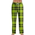 thumbnail image 2 of Garbnen Plaid Pajama Pants Men Green Wide Leg Sleep Pants for Men Color Block Elastic Waist Drawstring Casual Cozy Baggy Lounge Pants Men, 2 of 5