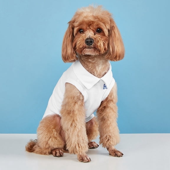 Dog Clothes Lightweight Breathable Dog Polo Shirt Soft Cotton Sleeveless Pet T-Shirt Summer Fashion Outfit for Small Medium Dogs Cats Puppies Daily Wear