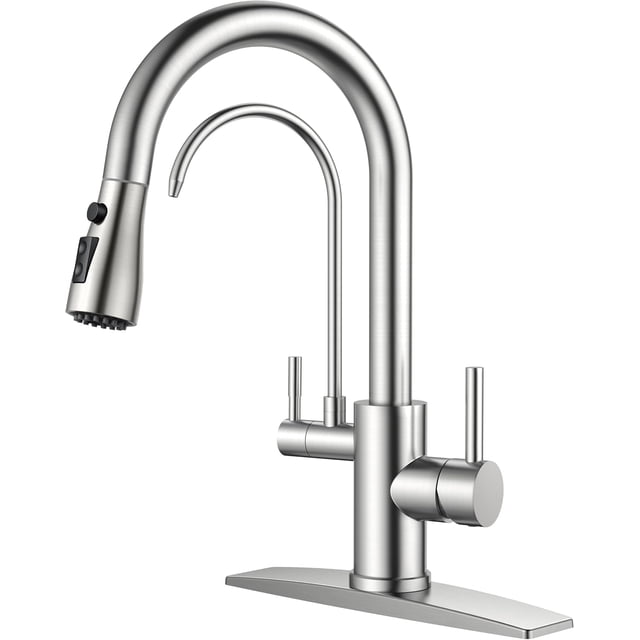 Kitchen Faucet with Pull Down Sprayer Modes Stainless Steel High Arc Vintage Kitchen Sink Faucets Single Handle Pull Out Faucet for Farmhouse Camper Rv Bar for or Hole Matte