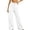 White, variant on Womens Cotton Pants Petite Flare Sweatpants Belted Waist - Zip Fly Office White M