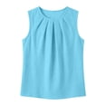 thumbnail image 4 of GUACER Women's Pleated Crew Neck Tank Top Loose Fit Sleeveless Blouses Summer Casual Flowy Camisole, 4 of 7