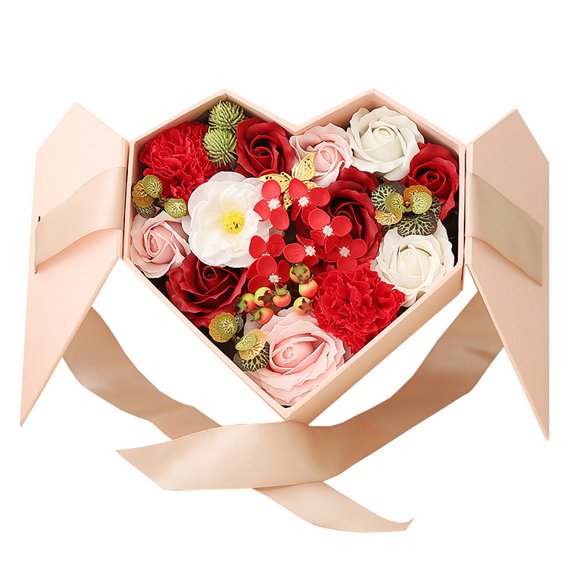 FloreceBien Artificial Flowers Combo for Decorations, Flower in Heart shaped Gift Box, Mother's Day/Christmas Gift