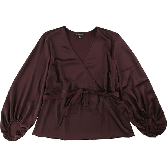 I.N.C Womens Blouson Sleeve Wrap Blouse, Red, X-Small
