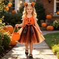 thumbnail image 2 of 3PCS Pumpkin Halloween Dresses Kids Girls Princess Birthday Party Dress up Outfit with Headband Bags Set 4T, 2 of 6