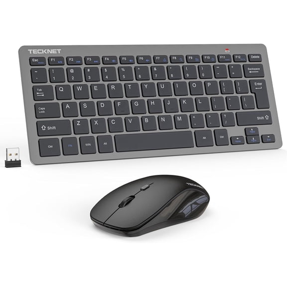 TECKNET Wireless Keyboard & Mouse Combo, 2.4GHz Mini Set, Silent 1600 DPI Adjustable, Quiet Click Lag-Free for PC/Laptop/Mac/Chrome OS (GS)