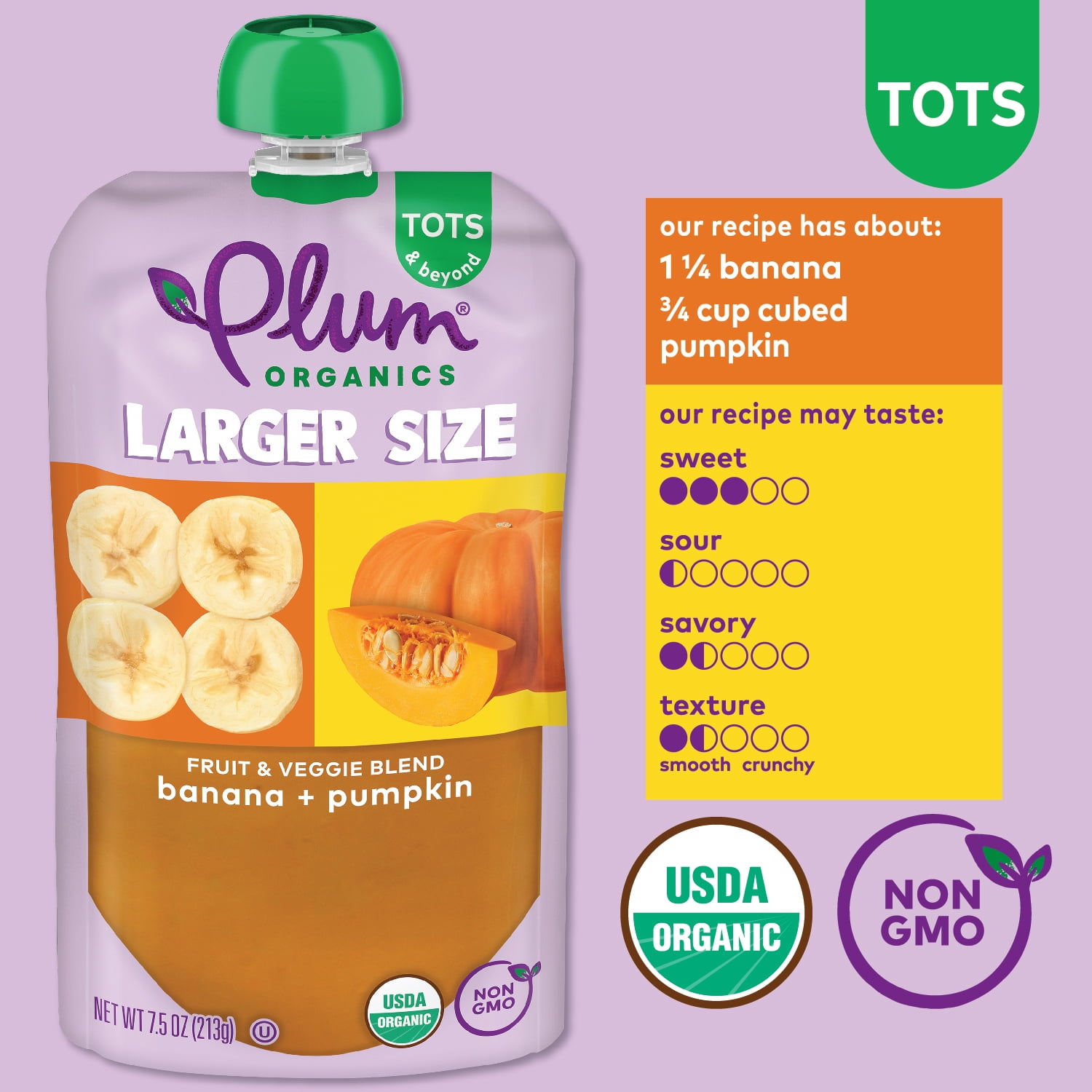Plum Organics Tots & Beyond Banana & Pumpkin 7.5 oz Pouch