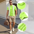 thumbnail image 7 of Men Mock Turtleneck Short Sleeve Tee Lightweight Silk-Like Slim Fit Basic Solid Casual Daily Wear Tops Fluorescent Green L, 7 of 7