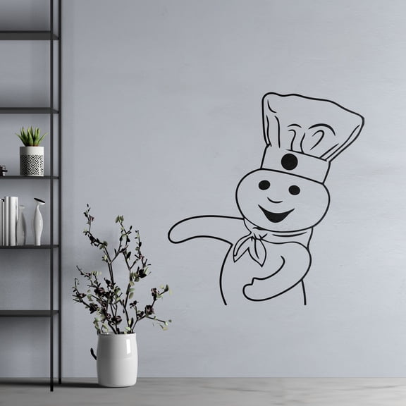 Removable Kitchen Pantry Art Pillsbury Doughboy Wall Decal | 20" x 22" Bake Lovers Home Vinyl Adhesive Cooking Pancakes Hotcakes And Brownies Wall Decor Design Decoration Sticker